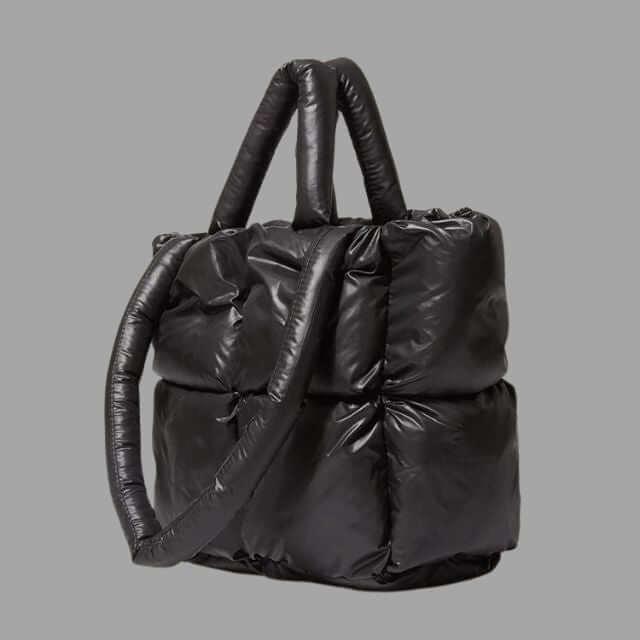 Metallic Puffer Draagtas met Ruches en Crossbodyfunctie