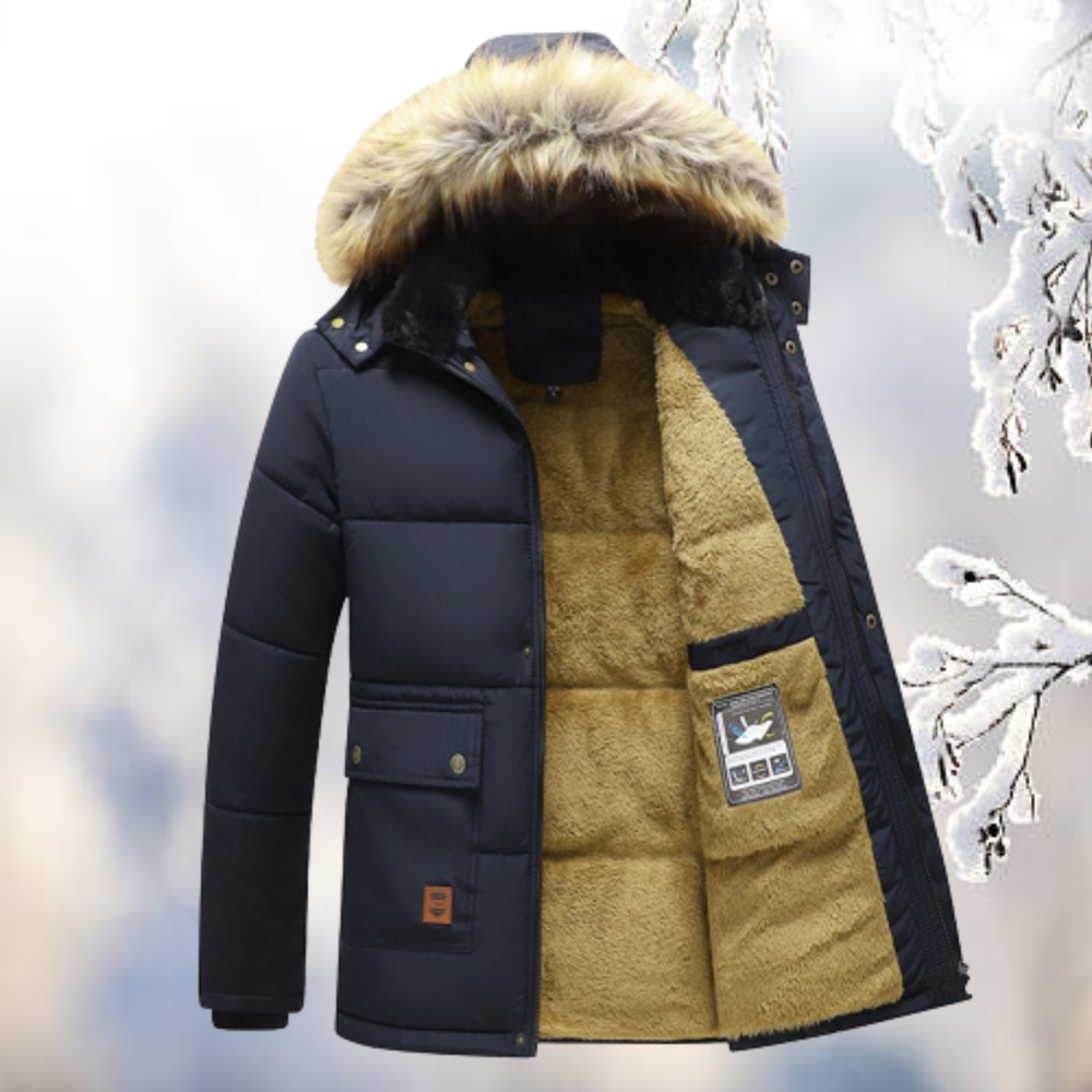 Herren Winterparka mit Pelzkragen – Gefütterte Jacke für extreme Kälte