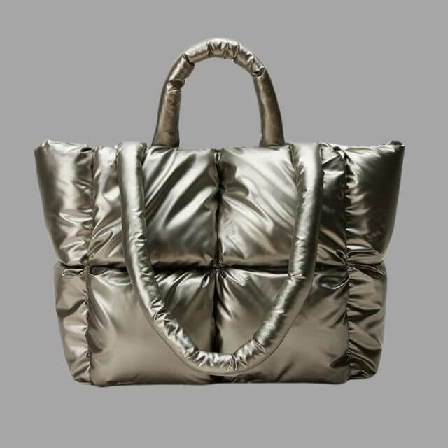 Metallic Puffer Draagtas met Ruches en Crossbodyfunctie