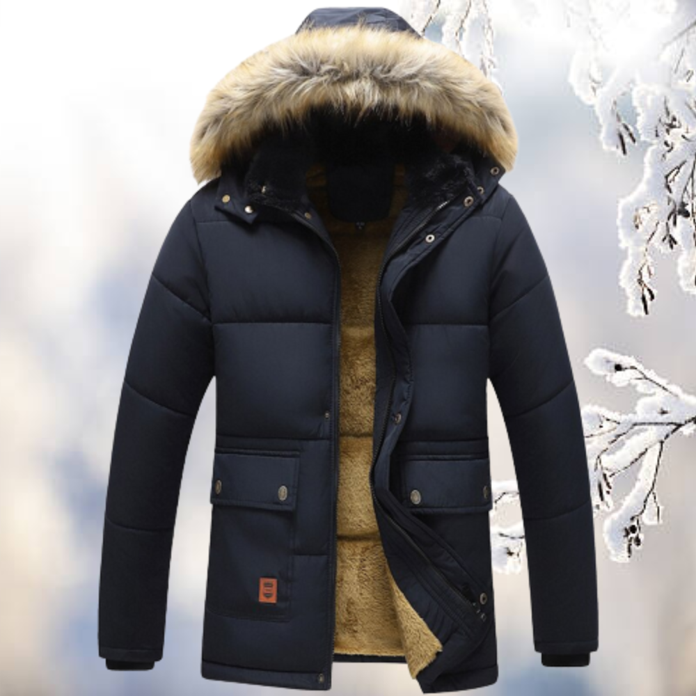 Herren Winterparka mit Pelzkragen – Gefütterte Jacke für extreme Kälte
