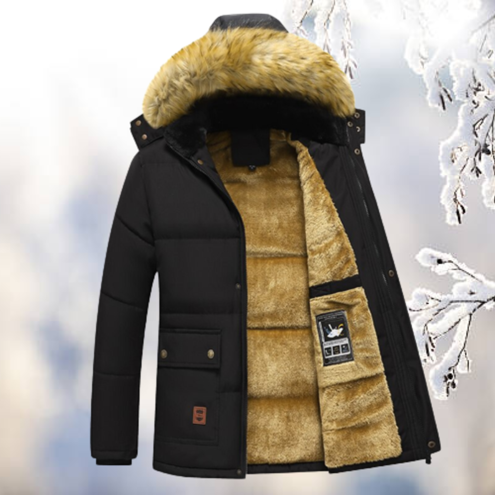 Herren Winterparka mit Pelzkragen – Gefütterte Jacke für extreme Kälte