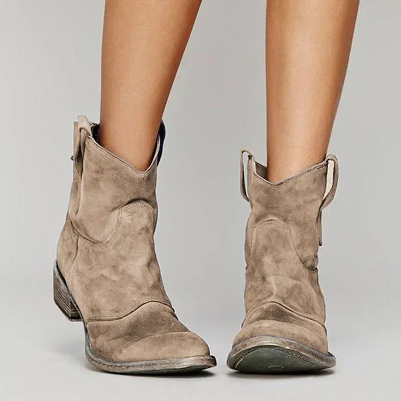 Cowboystiefel Damen – Vintage Knöchelmodell aus Bequemem Leder
