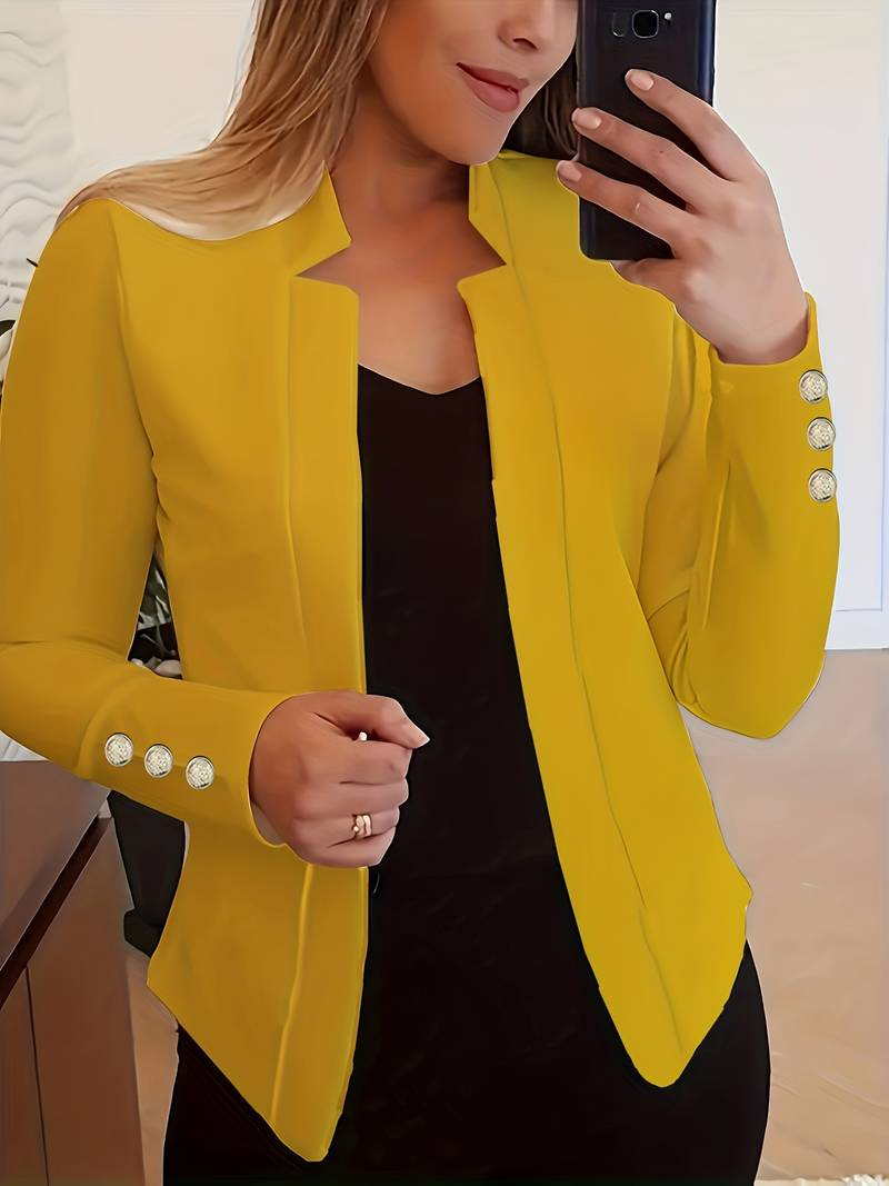 Freizeit Damen Blazer mit Knöpfen – Leichter Baumwolle, Lange Ärmel