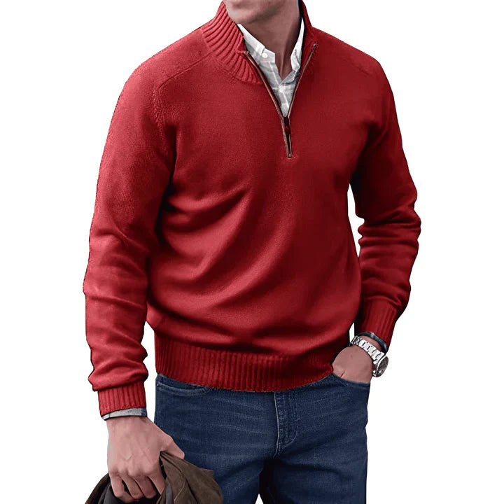 Luxe heren cashmere trui met rits – Ademend & elegant