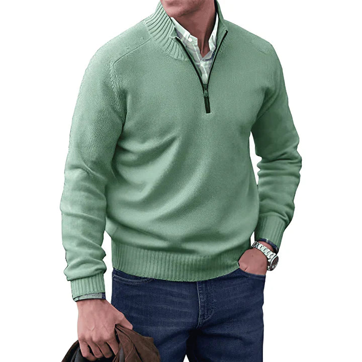 Luxe heren cashmere trui met rits – Ademend & elegant