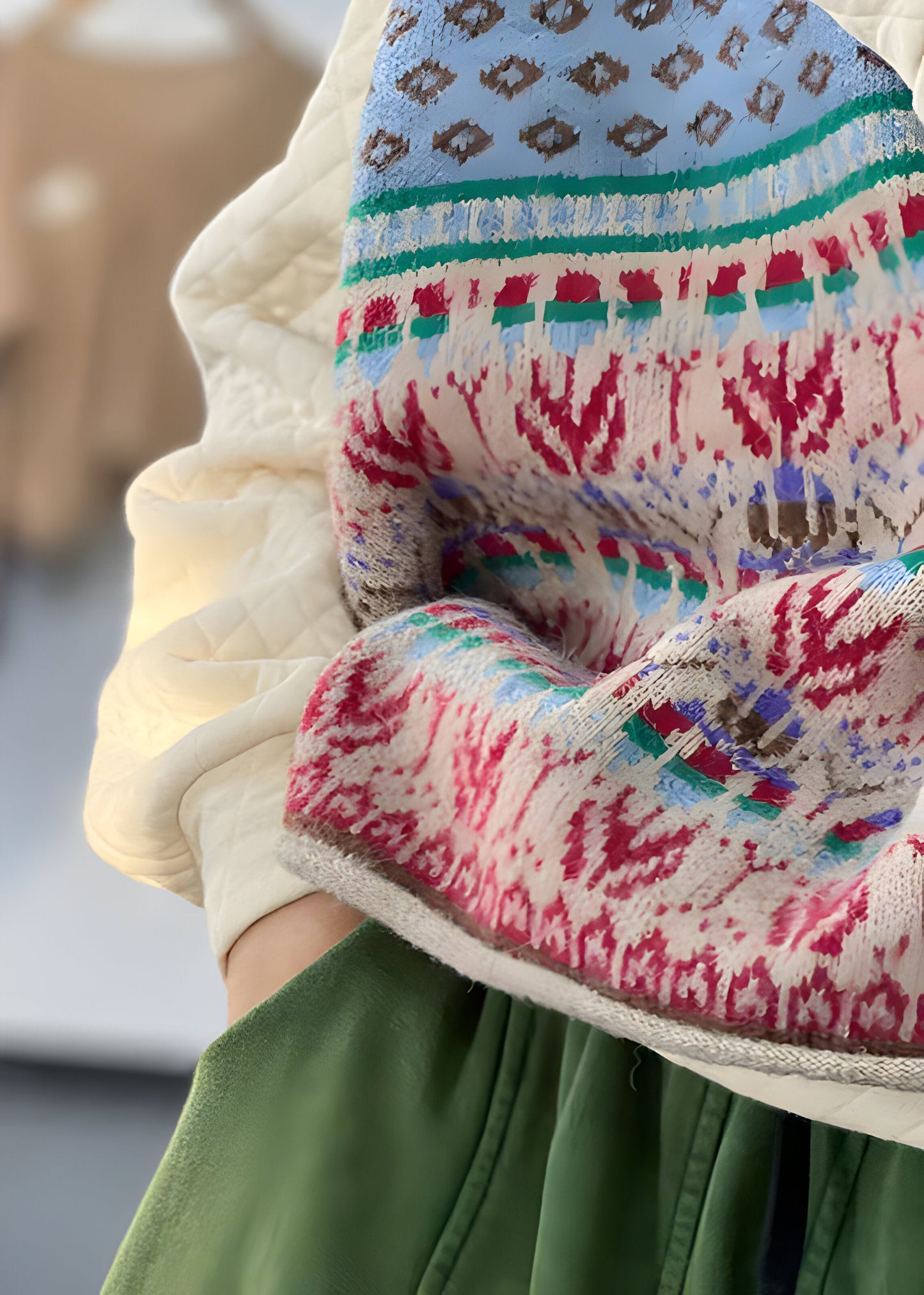 Gebreid Dames Gilet van Wol met Print – Warm, Modieus & Gelaagd