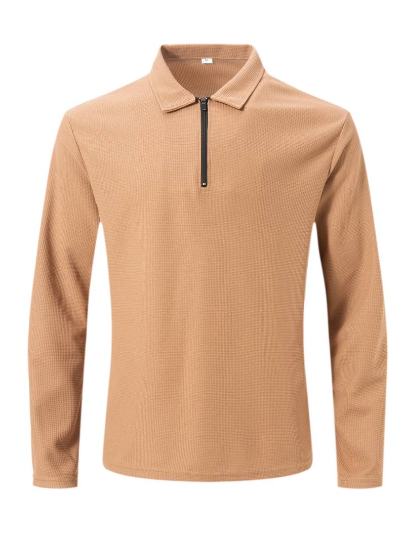 Heren Wafelshirt met Lange Mouwen en V-hals – Casual en Comfortabel