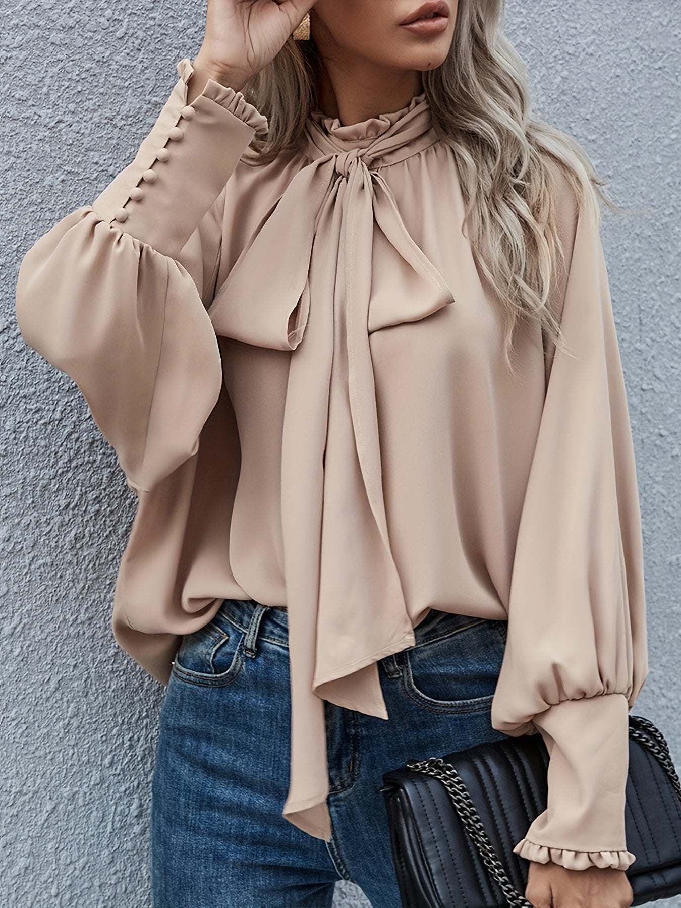 Elegante Blouse met Strik en Ruches
