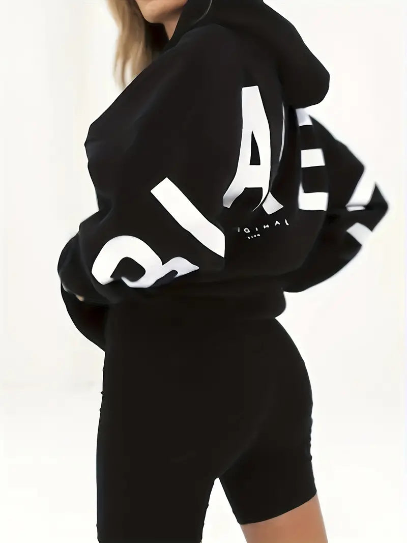 Warme Dames Hoodie Jas met Modieuze Print en Capuchon