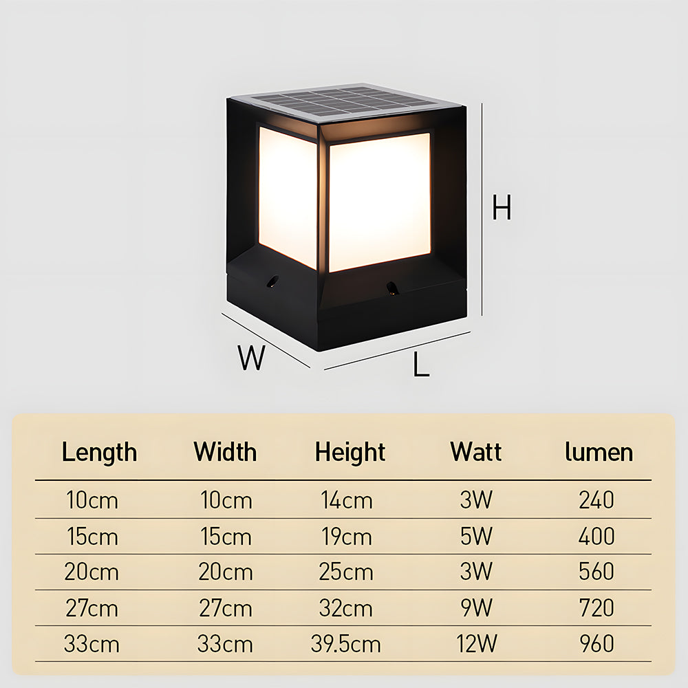 Modern Black Solar Power Outdoor Lantern LED Wall/Floor Lights
