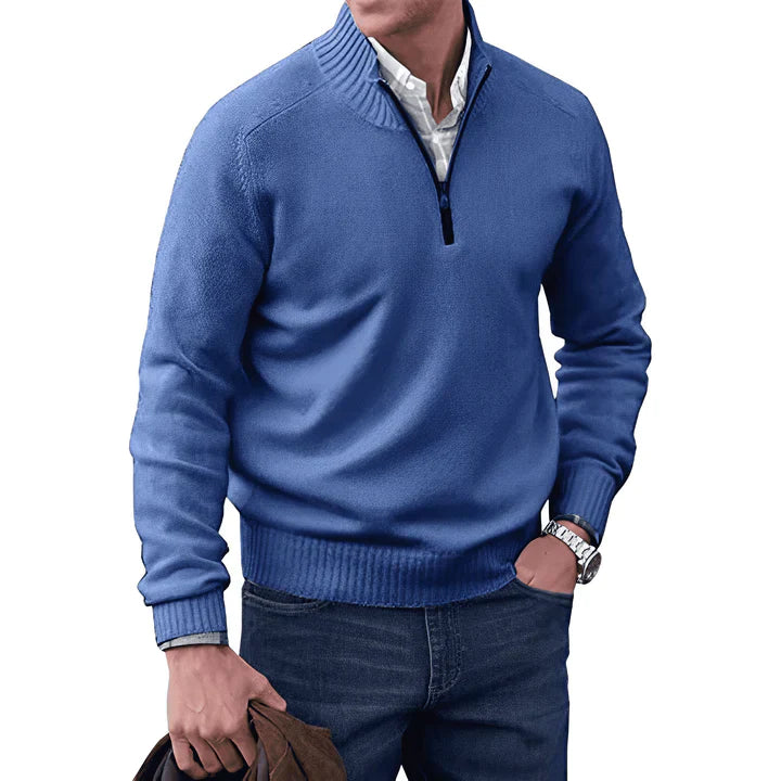 Luxe heren cashmere trui met rits – Ademend & elegant