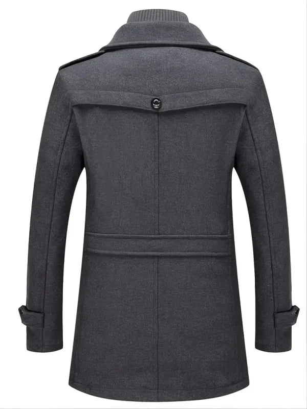 Heren wollen trenchcoat met afneembare binnenkraag