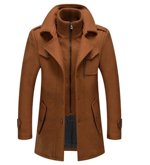 Heren wollen trenchcoat met afneembare binnenkraag