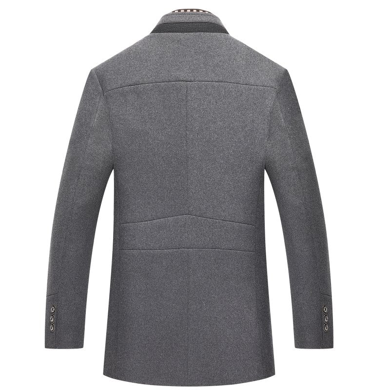 Luxe Herenjas met Afneembare Kraag in Wolmix