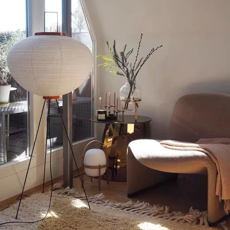 Noguchi Akari Rice Paper Floor Lamp in Vintage Minimalist Style