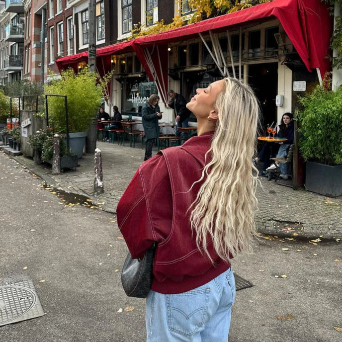 Dames Oversized Leren Jas Rood – Trendy & Stoer