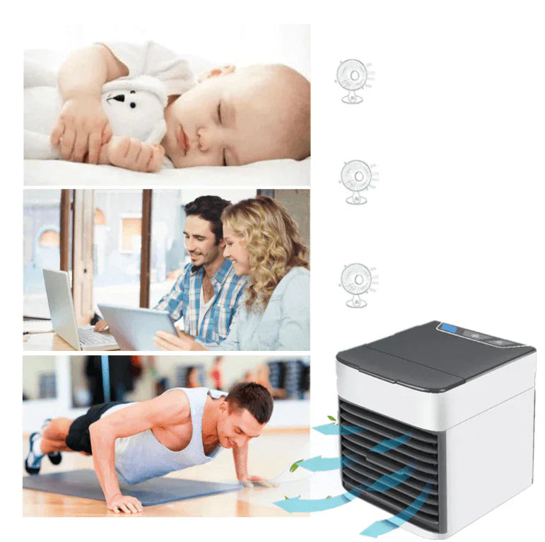 Draagbare Mini Airconditioner – Koelt, Bevochtigt en Zuivert – 3-in-1 USB Luchtkoeler