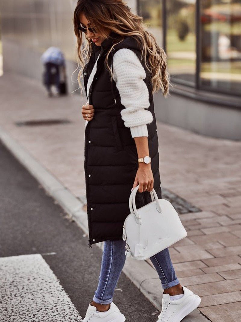 Camilla – Lange Gewatteerde Bodywarmer voor Dames