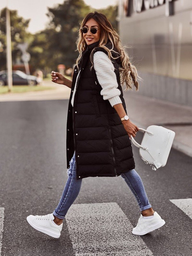 Camilla – Lange Gewatteerde Bodywarmer voor Dames