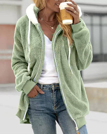 Dames Fleece Hoodie met Rits - Warm en Comfortabel