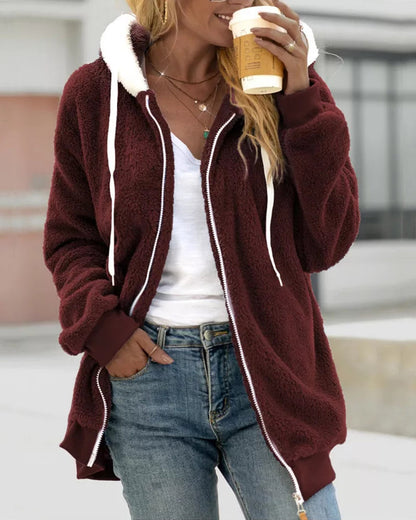 Dames Fleece Hoodie met Rits - Warm en Comfortabel