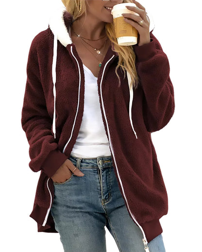 Dames Fleece Hoodie met Rits - Warm en Comfortabel