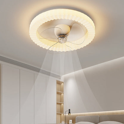White Round Design Bedroom Ceiling Fan With LED Lighting