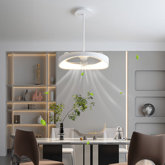 Minimalism Iron White Ceiling Fan With Light