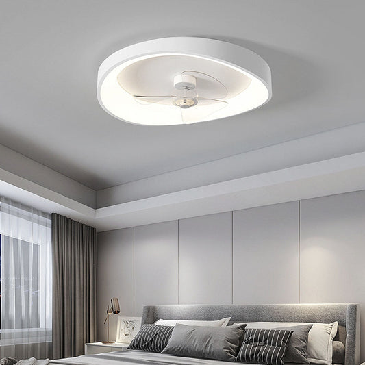 Modern Minimalism Iron White Design Ceiling Fan With Light