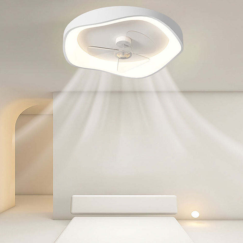 Modern Minimalism Iron White Design Ceiling Fan With Light