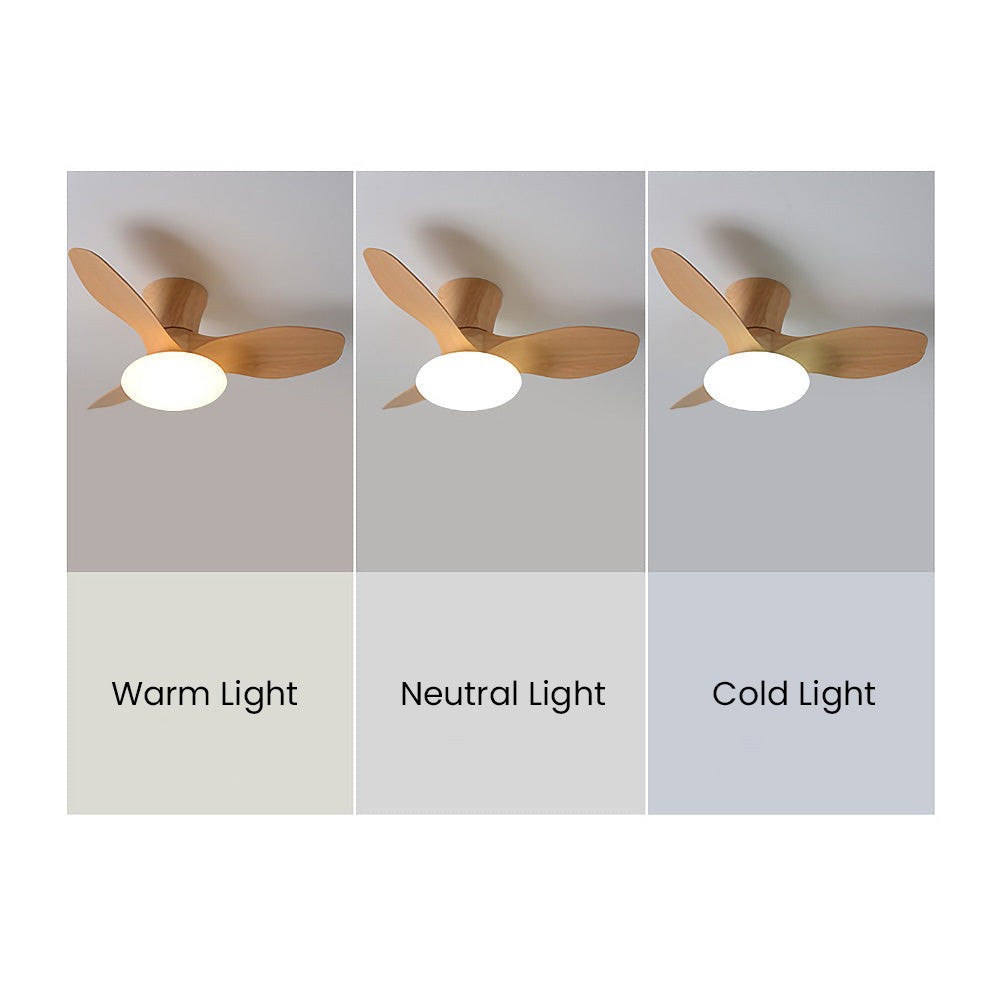 Natural Wood Simple Stylish Ceiling Fan With LED Light