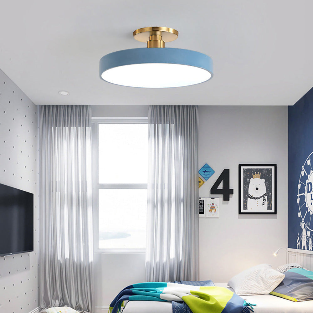 Moderne runde LED-Deckenleuchte – Schlanke halb eingebaute Lampe mit energiesparender Beleuchtung