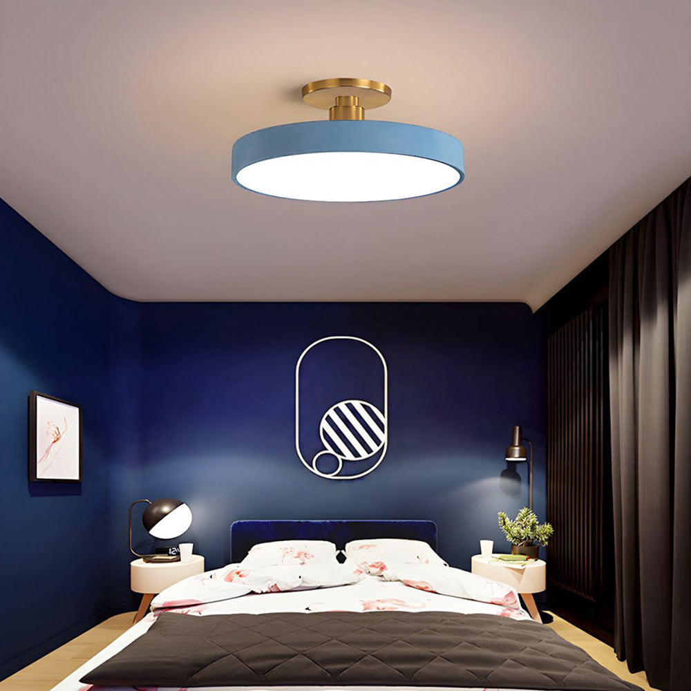 Moderne runde LED-Deckenleuchte – Schlanke halb eingebaute Lampe mit energiesparender Beleuchtung