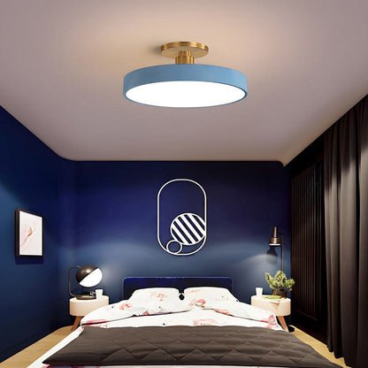 Moderne runde LED-Deckenleuchte – Schlanke halb eingebaute Lampe mit energiesparender Beleuchtung