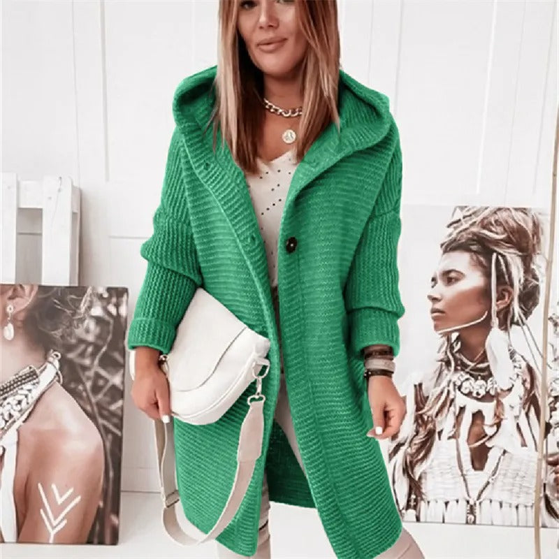 Elegante Dames Cardigan met Capuchon – Kasjmier Look
