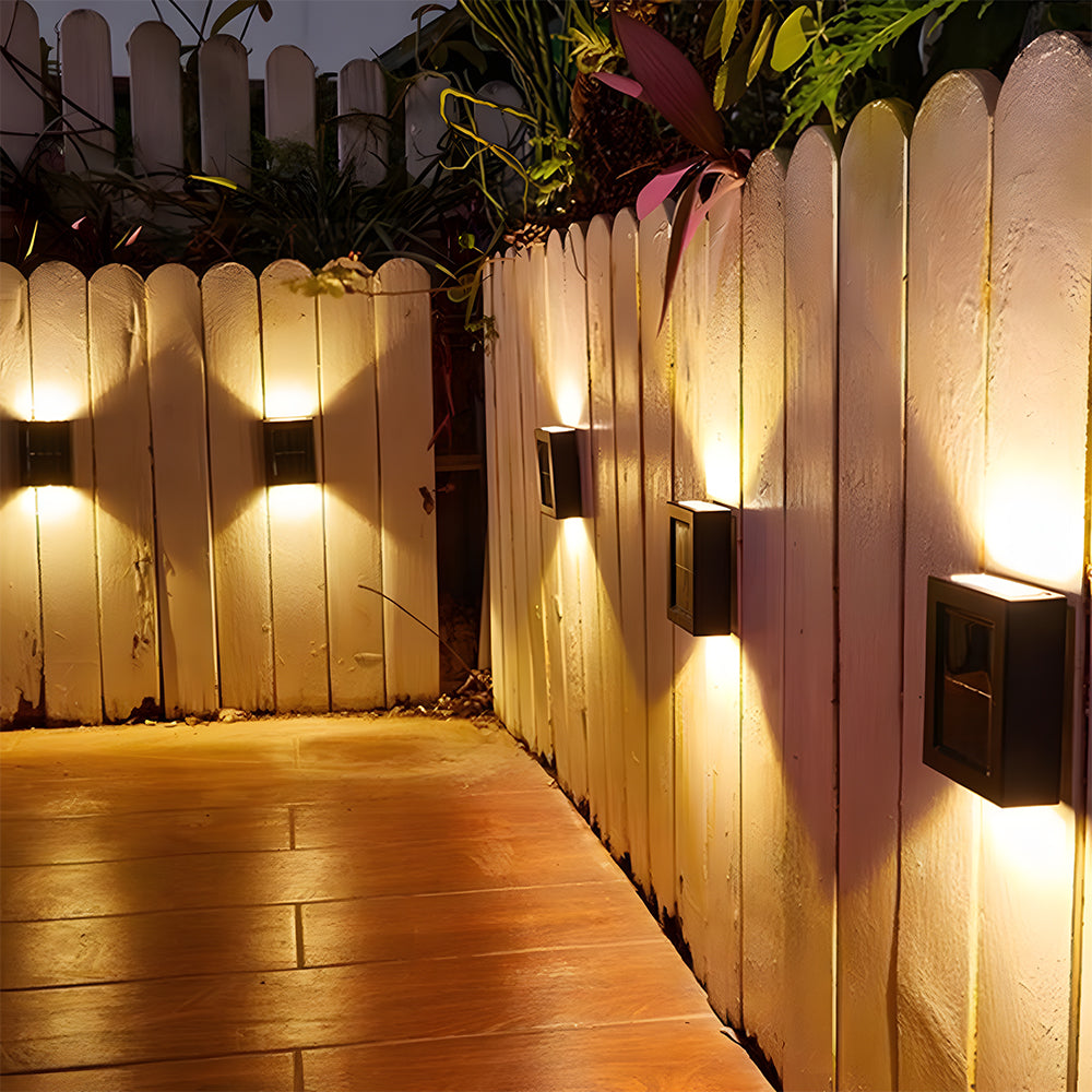 Modern Solar Black Up Down Outdoor Wall Light Sconce IP55