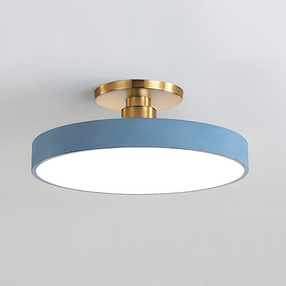Moderne runde LED-Deckenleuchte – Schlanke halb eingebaute Lampe mit energiesparender Beleuchtung