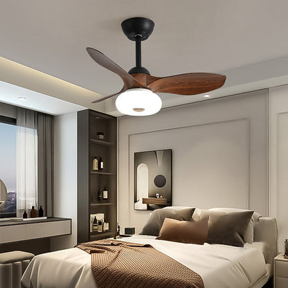 Natural Wood Simple Stylish Ceiling Fan With LED Light