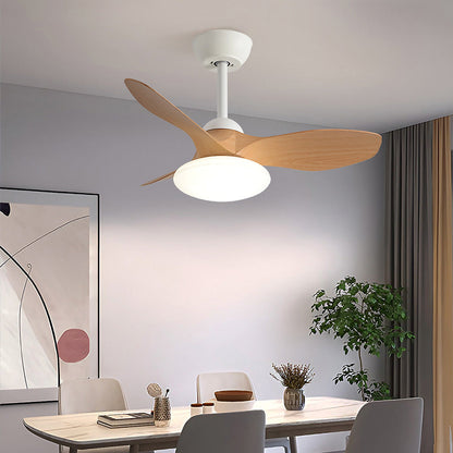Natural Wood Simple Stylish Ceiling Fan With LED Light