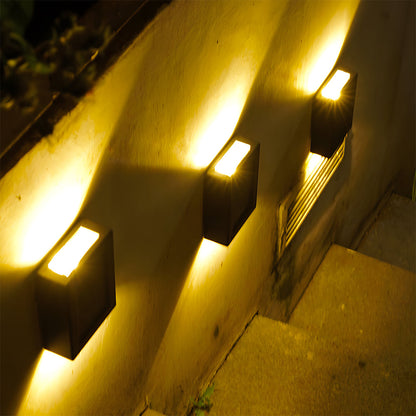 Modern Solar Black Up Down Outdoor Wall Light Sconce IP55