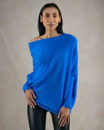 Asymmetrische Dames Trui met Col en Drapé Effect
