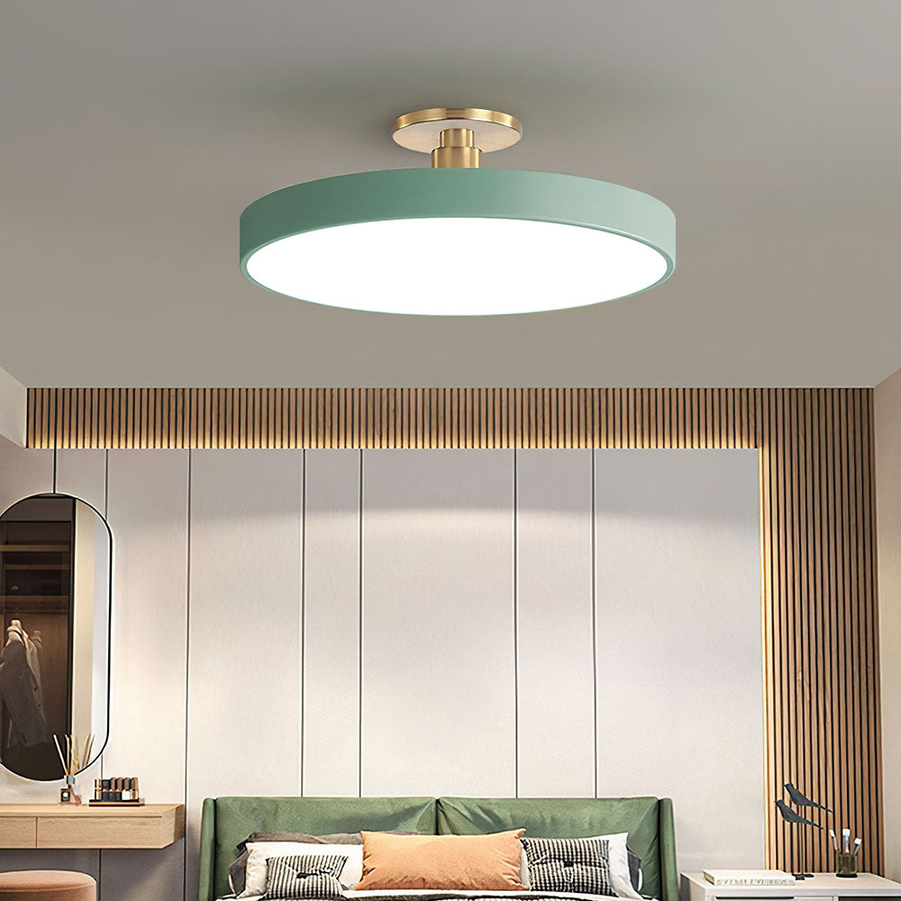 Moderne runde LED-Deckenleuchte – Schlanke halb eingebaute Lampe mit energiesparender Beleuchtung