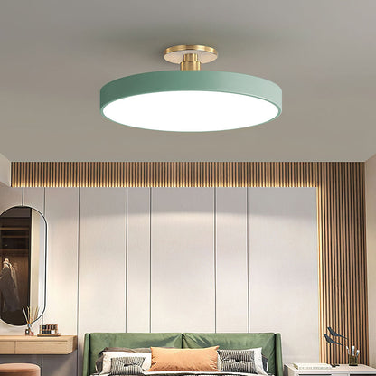 Moderne runde LED-Deckenleuchte – Schlanke halb eingebaute Lampe mit energiesparender Beleuchtung