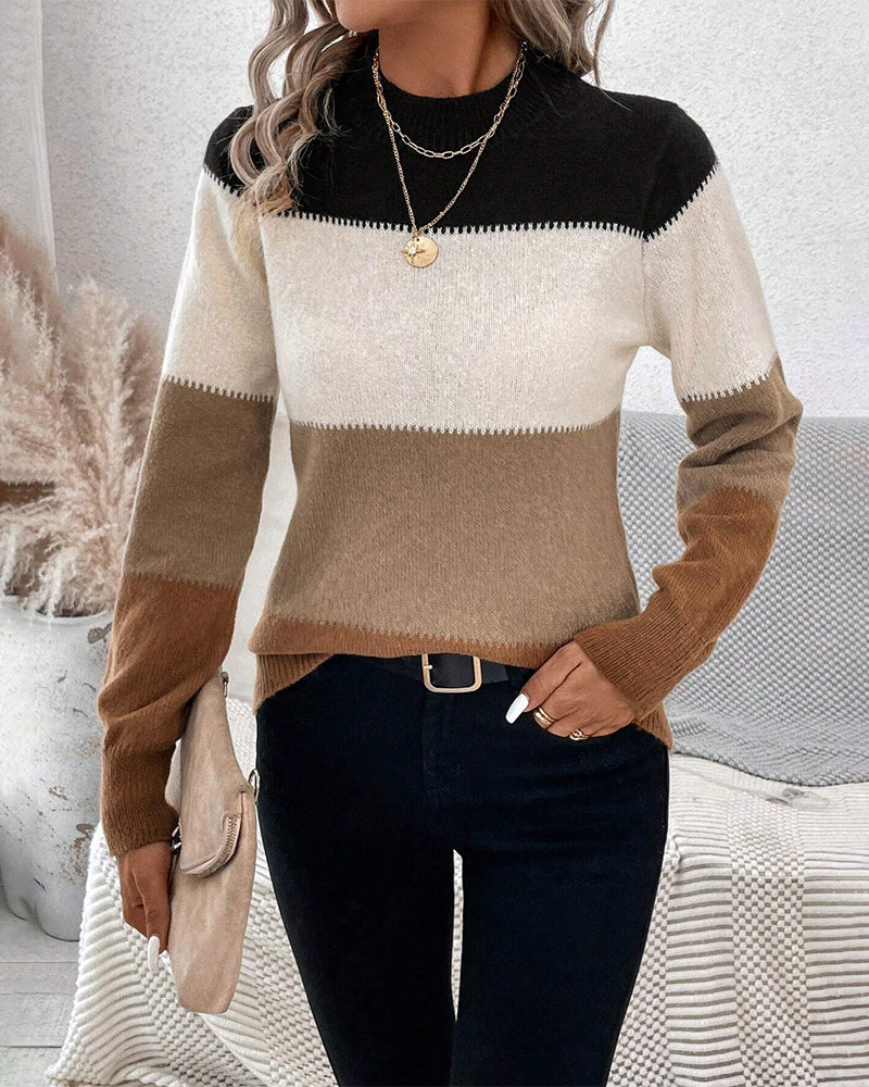 Comfortabele dames trui met colorblock design – Trendy & warm