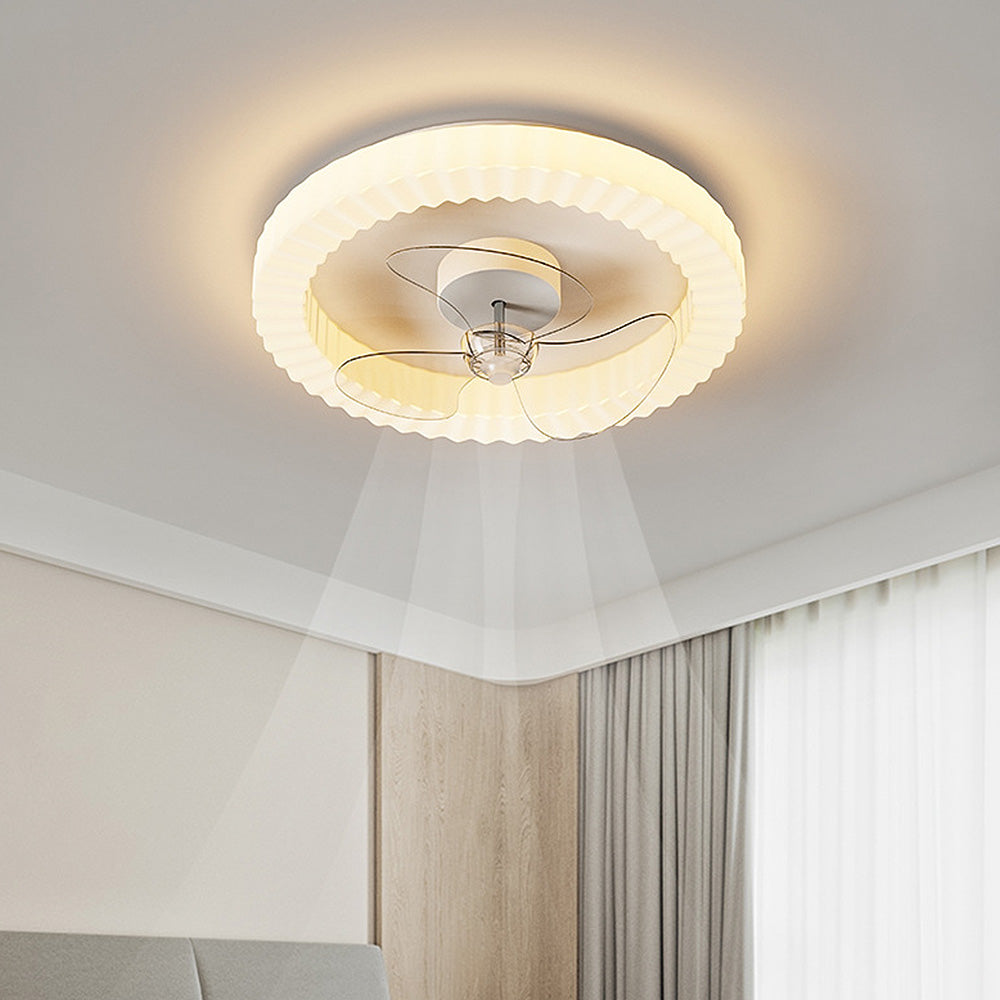 White Round Design Bedroom Ceiling Fan With LED Lighting