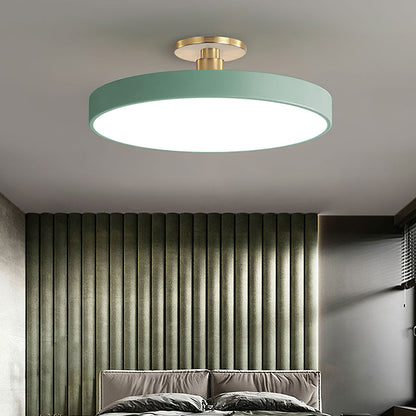 Moderne runde LED-Deckenleuchte – Schlanke halb eingebaute Lampe mit energiesparender Beleuchtung