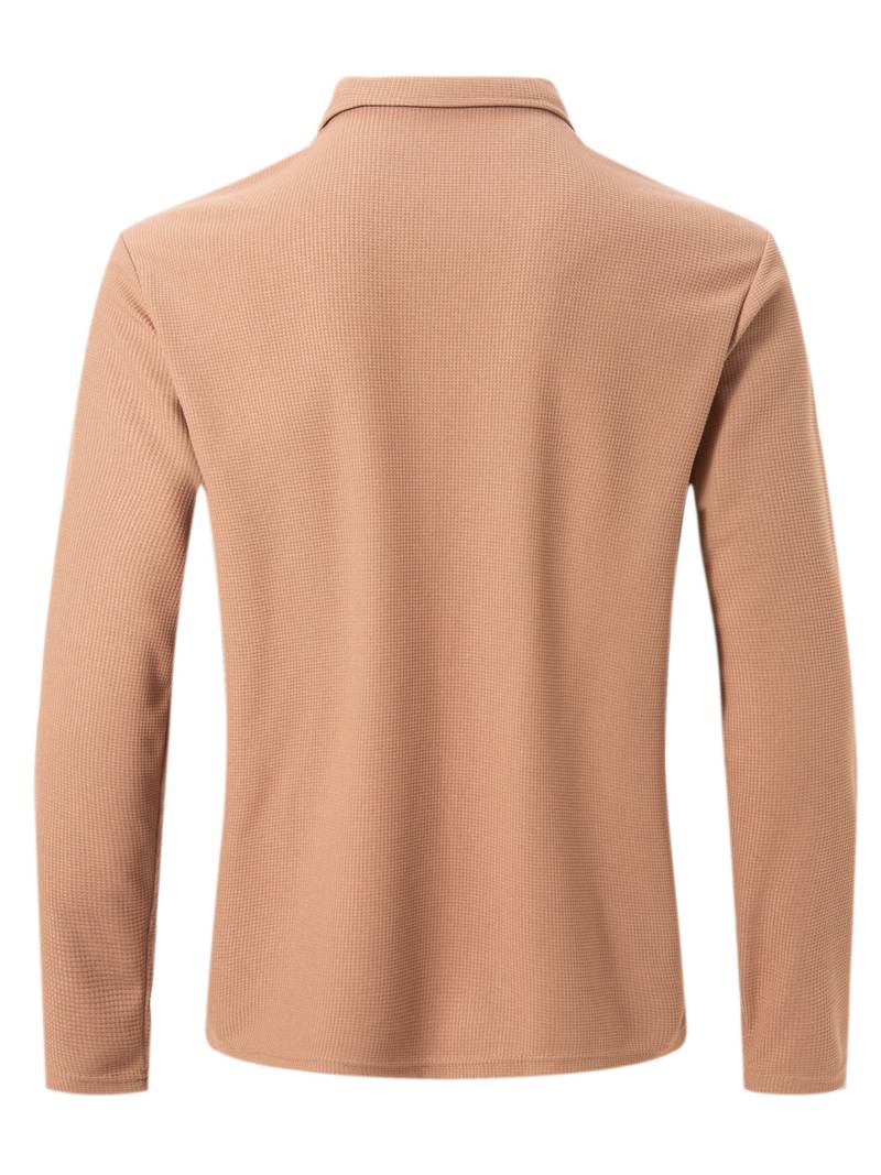 Heren Wafelshirt met Lange Mouwen en V-hals – Casual en Comfortabel