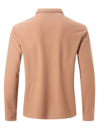 Heren Wafelshirt met Lange Mouwen en V-hals – Casual en Comfortabel