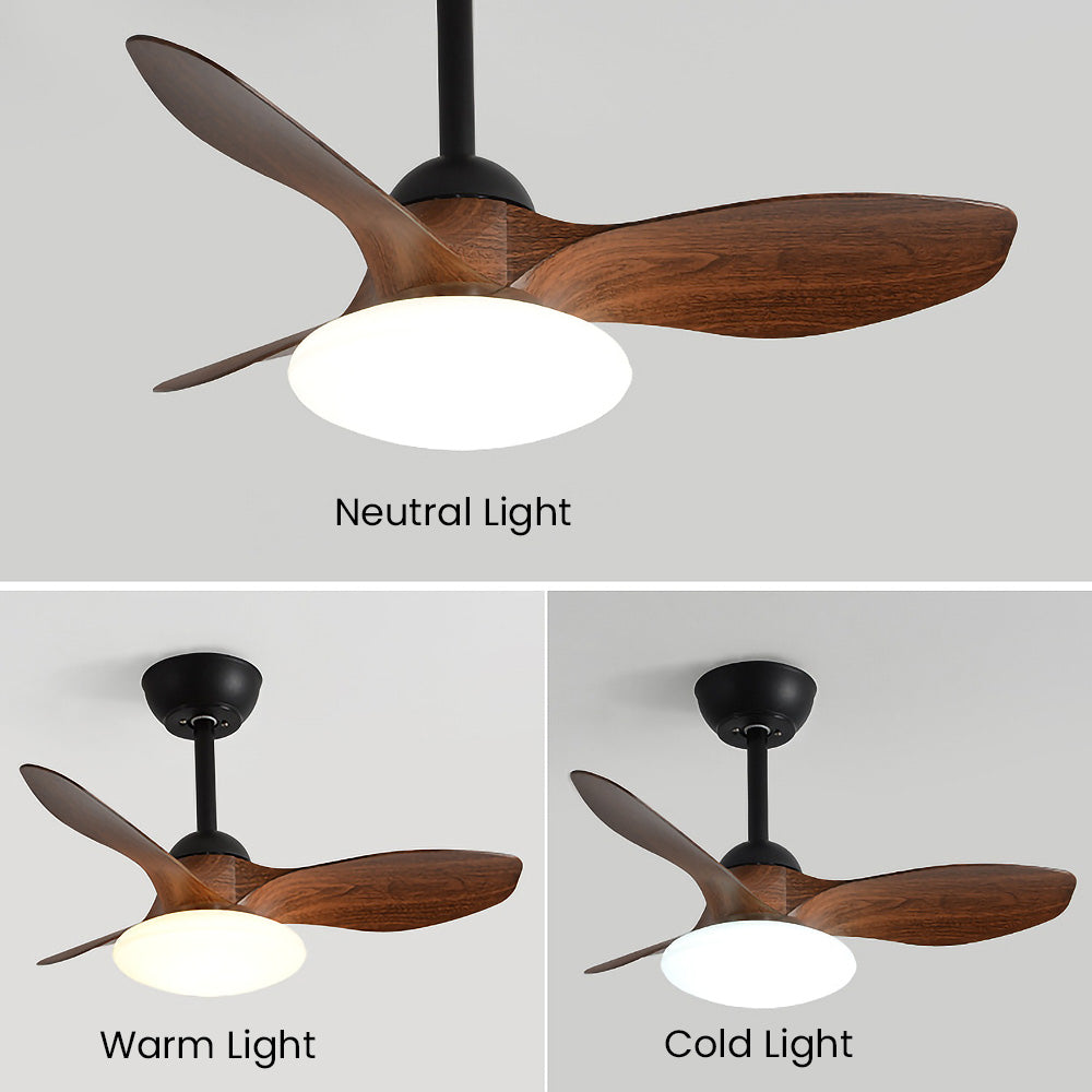Natural Wood Simple Stylish Ceiling Fan With LED Light