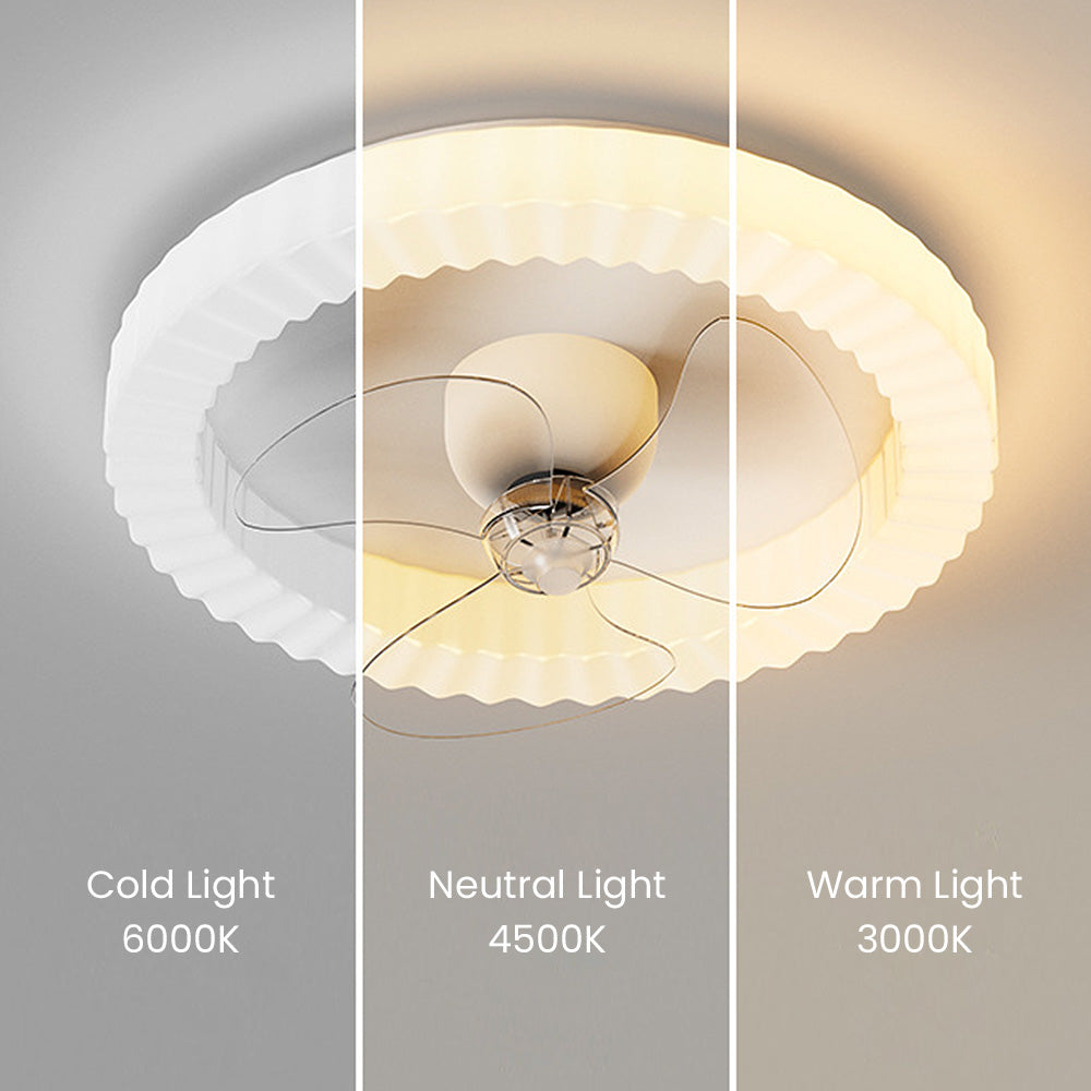 White Round Design Bedroom Ceiling Fan With LED Lighting